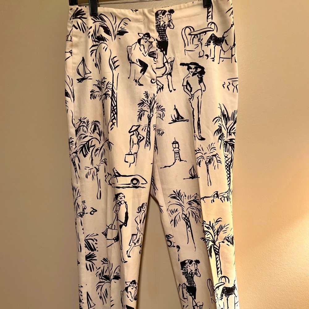 Womens Trousers Capri Pants Black & White - Size 8